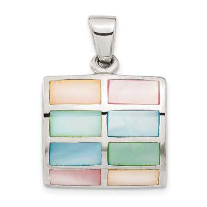 Sterling Silver Multicolored Mother Of Pearl Pendant