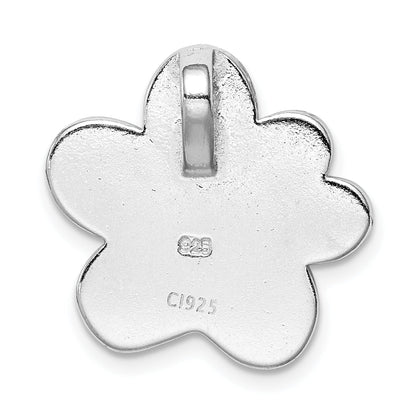 Sterling Silver Rhodium-Plated Created Opal Inlay Paw Print Chain Slide