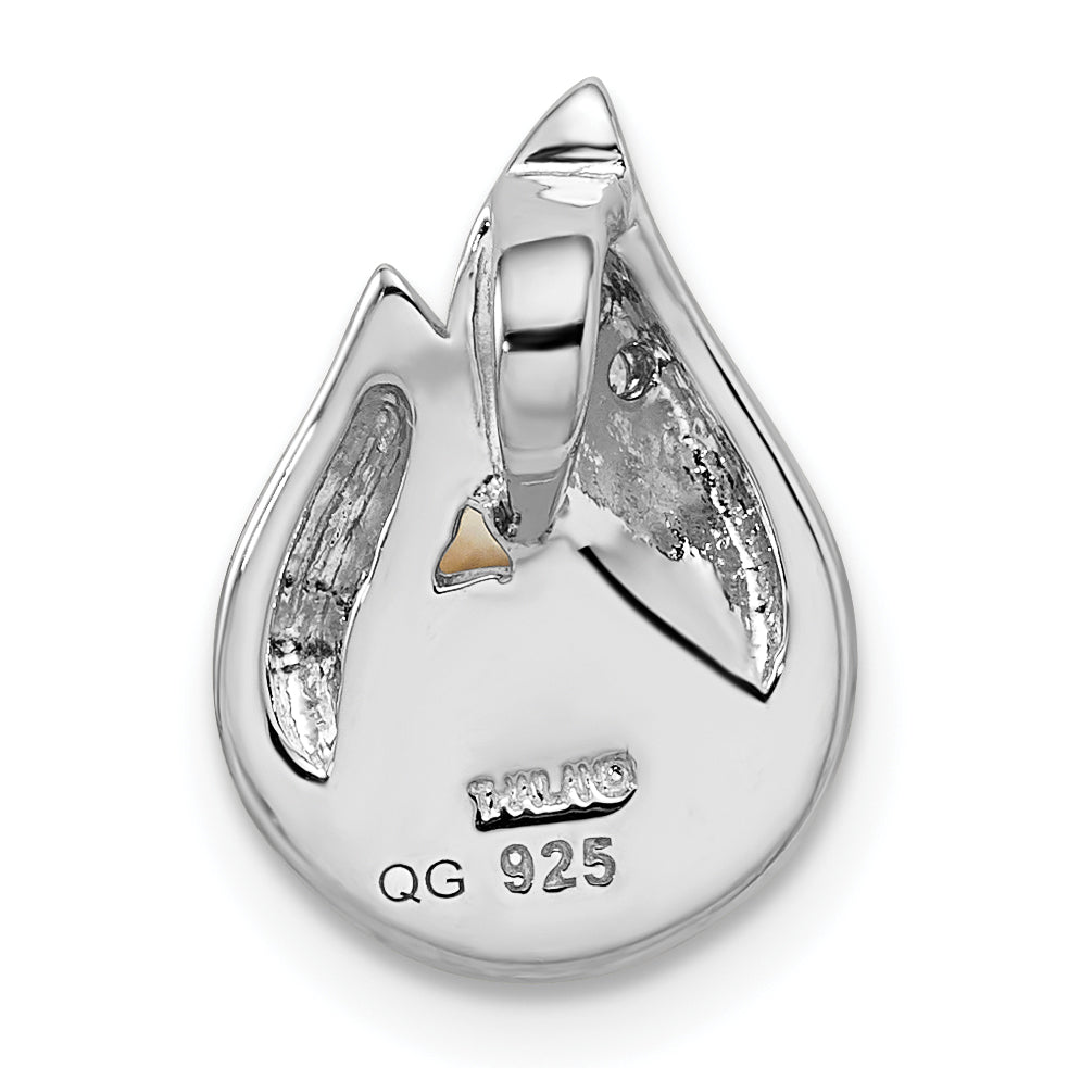 Sterling Silver Rhodium-Plated Cz (8-9mm) Button Fwc Pearl Slide