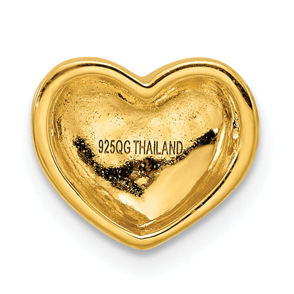 Sterling Silver Gold-Plated Scratch Finish Heart Chain Slide