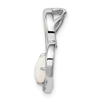 Sterling Silver Rhodium-Plated Created Opal Heart Chain Slide