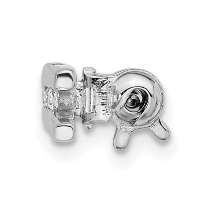 Sterling Silver Rhodium-Plated Brushed Cz Bar Pin Brooch