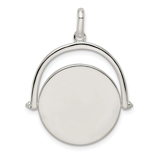 Sterling Silver Polished Rotating Disc Pendant