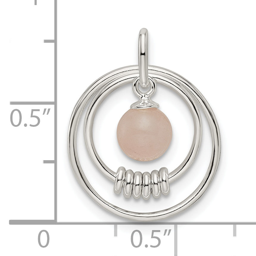 Sterling Silver Polished Pink Quartzite In Circles Pendant