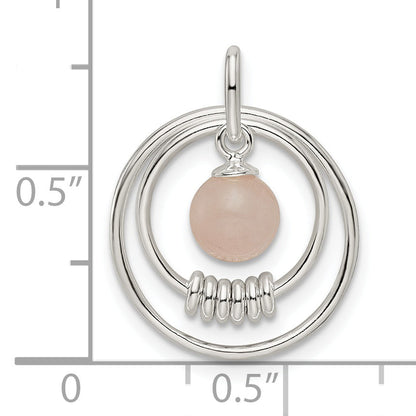 Sterling Silver Polished Pink Quartzite In Circles Pendant