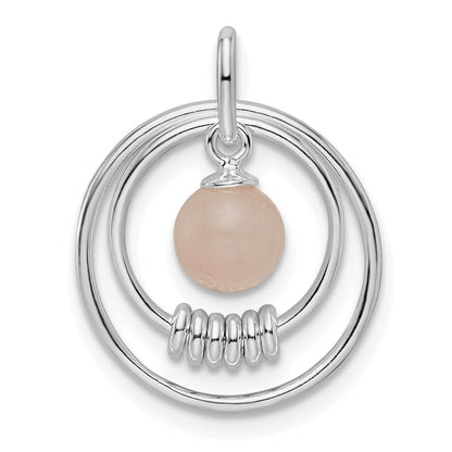 Sterling Silver Polished Pink Quartzite In Circles Pendant