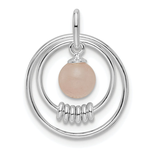 Sterling Silver Polished Pink Quartzite In Circles Pendant