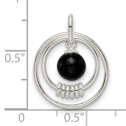 Sterling Silver Polished Onyx In Circles Pendant