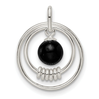Sterling Silver Polished Onyx In Circles Pendant