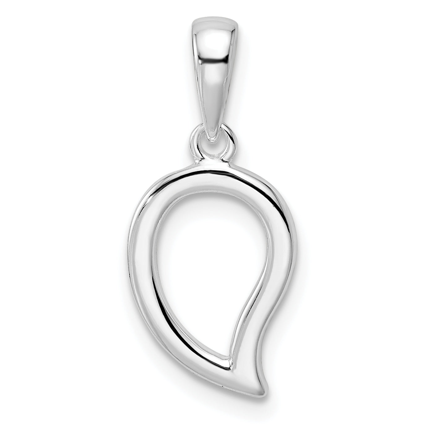 Sterling Silver Polished Open Center Leaf Pendant