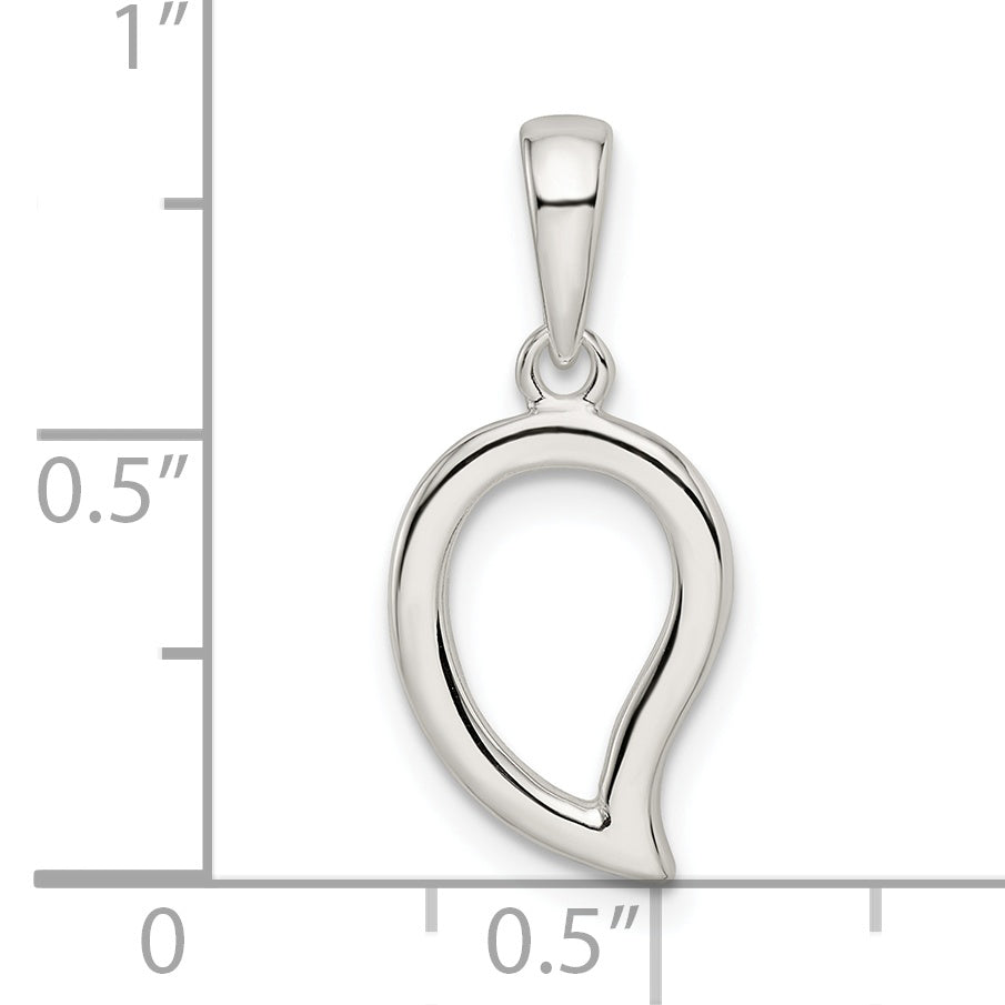 Sterling Silver Polished Open Center Leaf Pendant