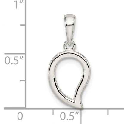 Sterling Silver Polished Open Center Leaf Pendant