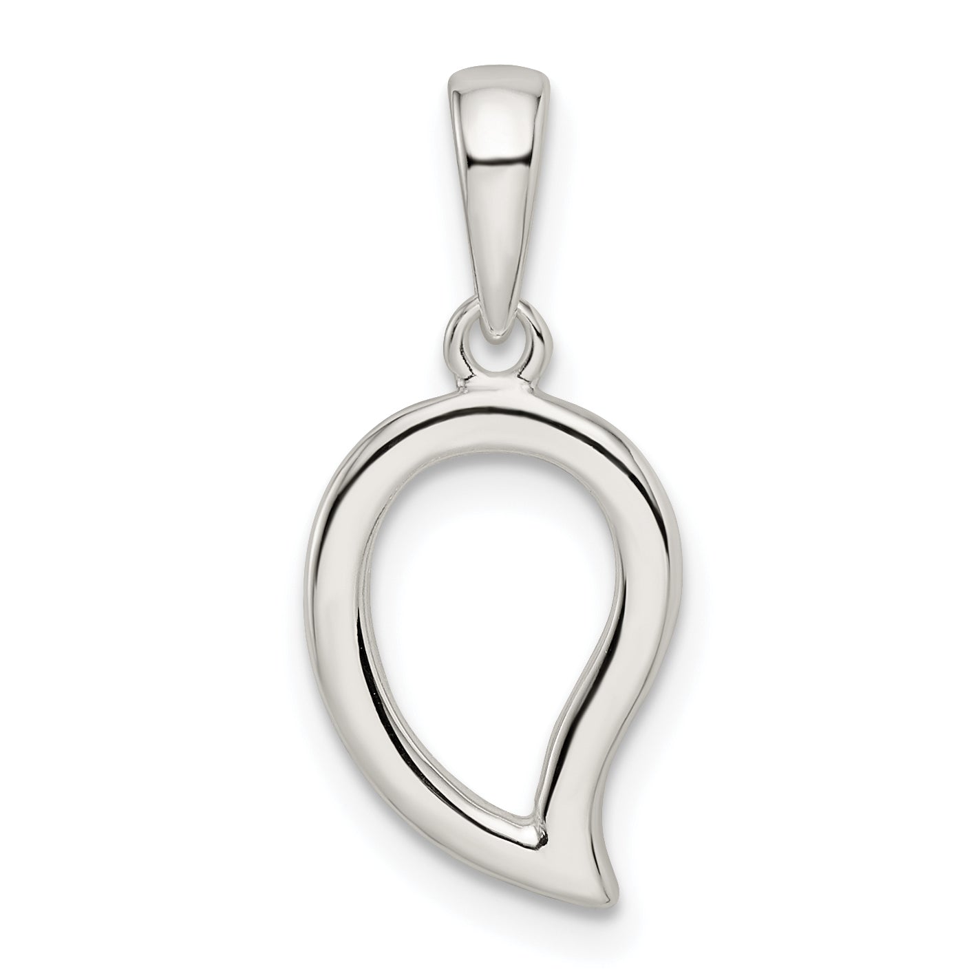 Sterling Silver Polished Open Center Leaf Pendant
