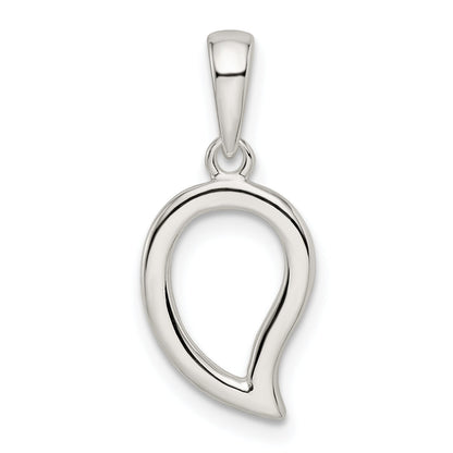 Sterling Silver Polished Open Center Leaf Pendant