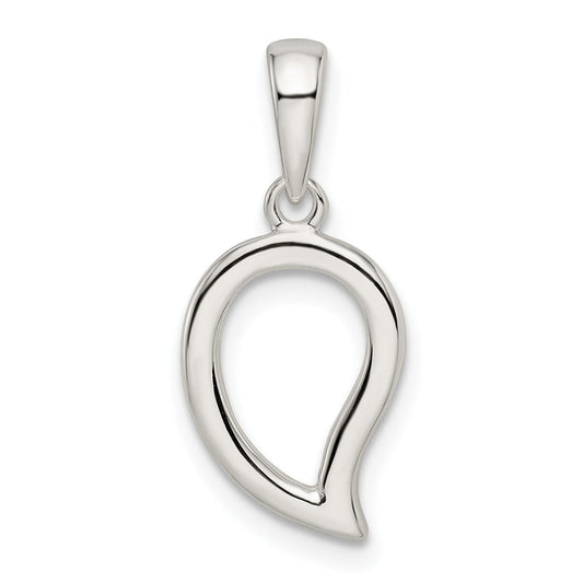 Sterling Silver Polished Open Center Leaf Pendant