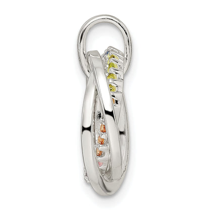 Sterling Silver Polished Rainbow Cz Intertwined Circles Pendant