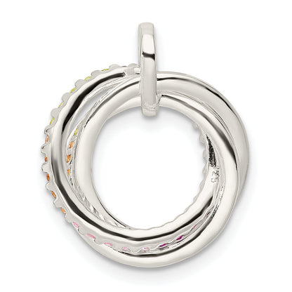 Sterling Silver Polished Rainbow Cz Intertwined Circles Pendant