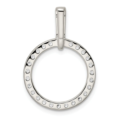Sterling Silver Polished Cz Circle Pendant