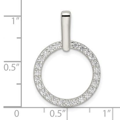 Sterling Silver Polished Cz Circle Pendant