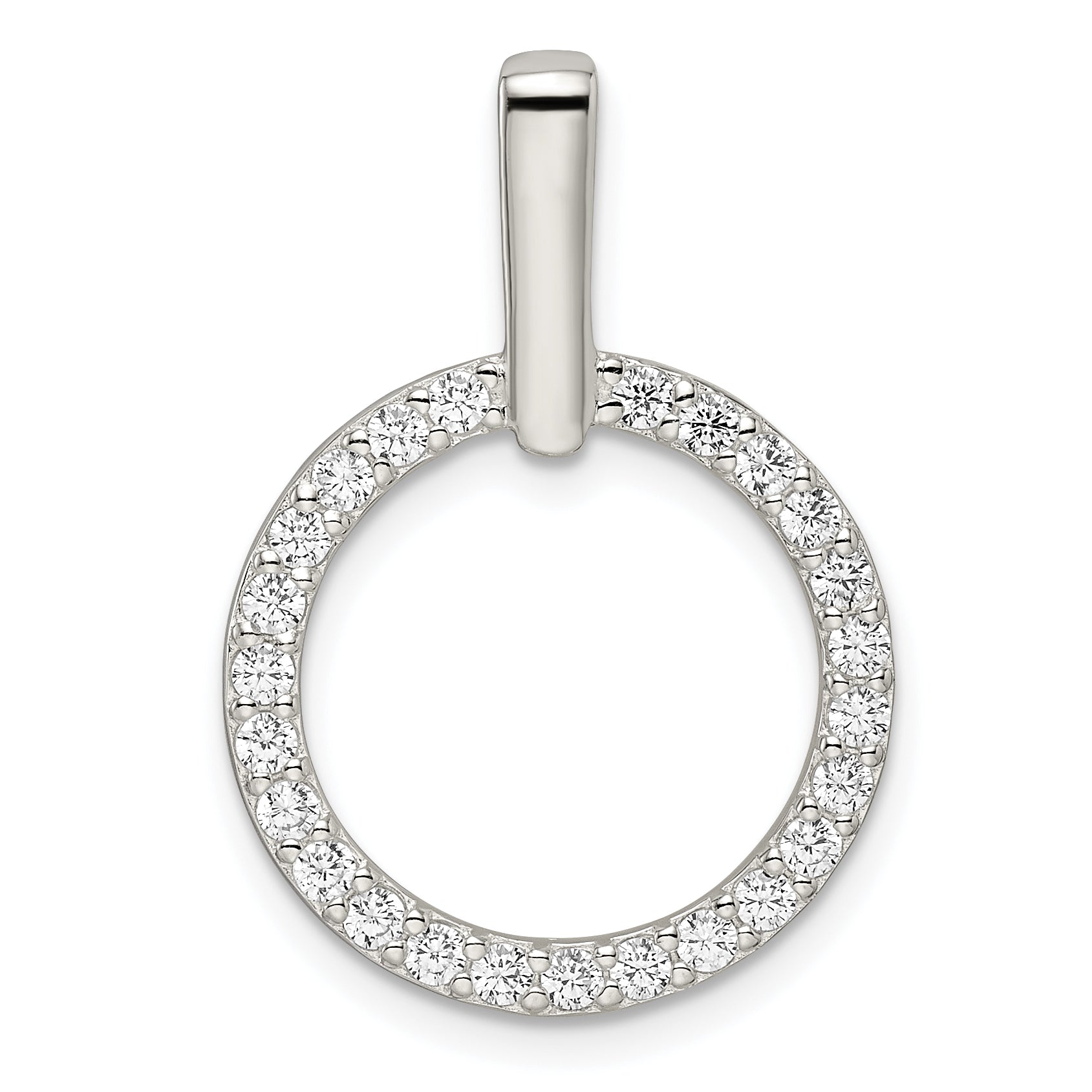 Sterling Silver Polished Cz Circle Pendant