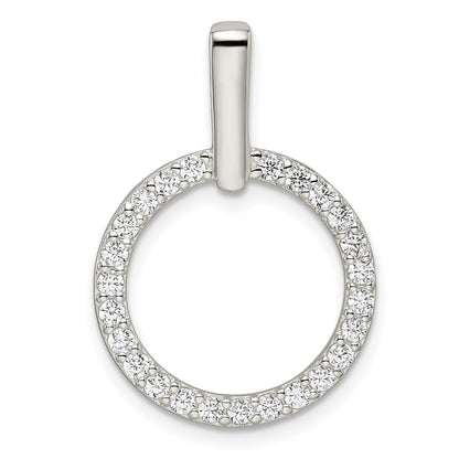 Sterling Silver Polished Cz Circle Pendant