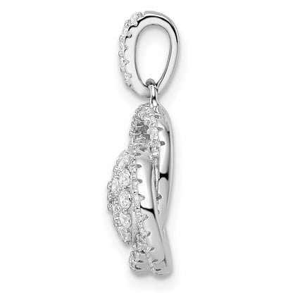 Sterling Silver Polished Rhodium-Plated Cz Knot Pendant