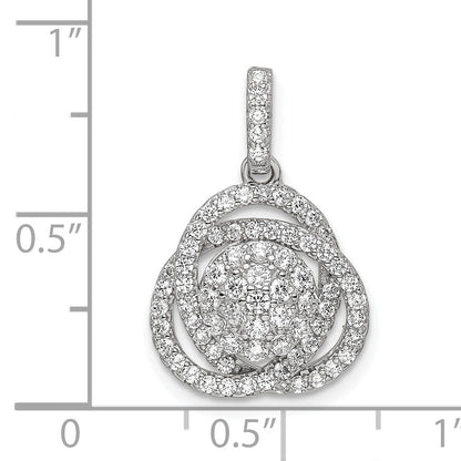 Sterling Silver Polished Rhodium-Plated Cz Knot Pendant