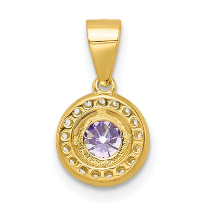 Sterling Silver Gold Tone Purple Cz Pendant
