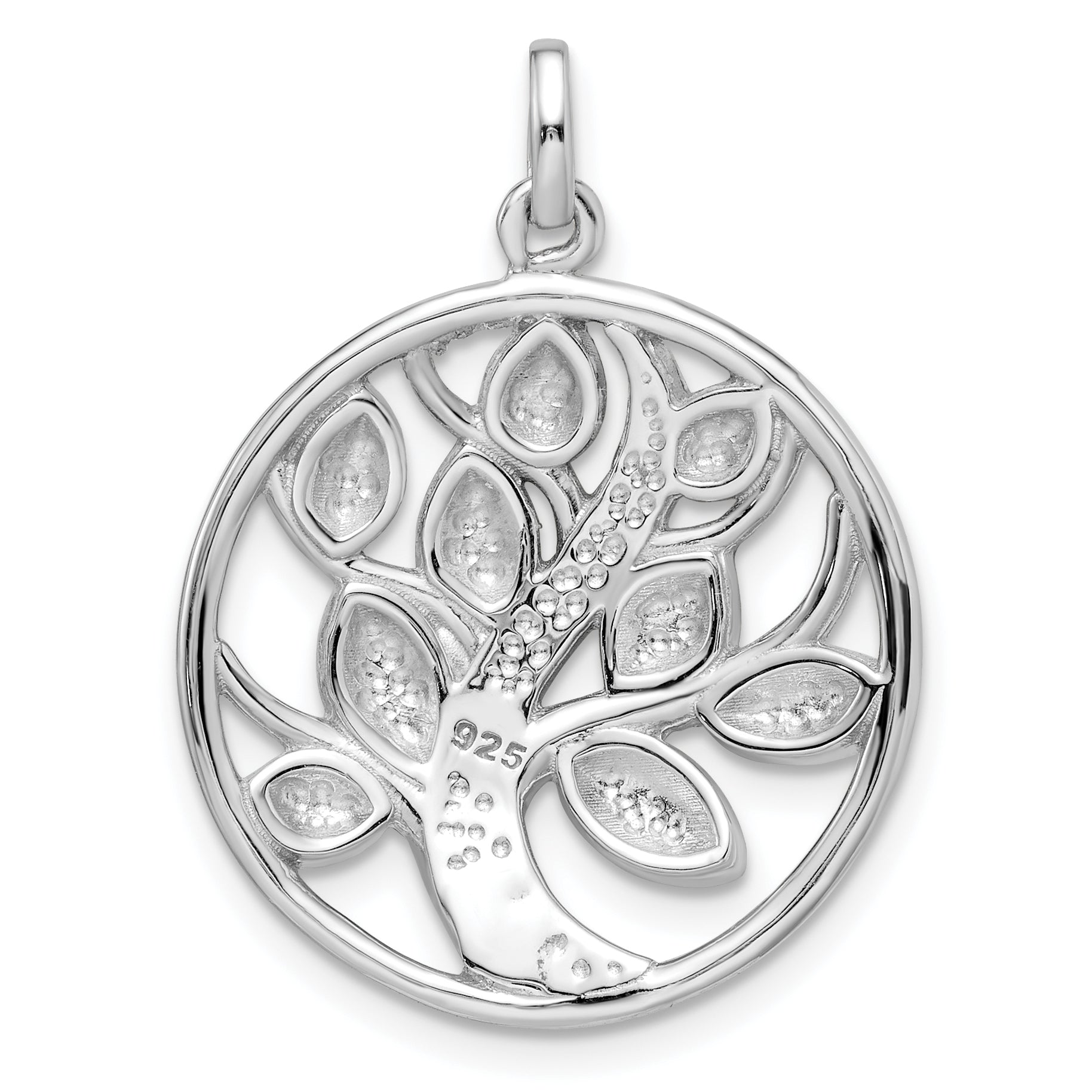 Sterling Silver Rhodium-Plated Preciosa Crystal Tree Of Life Pendant
