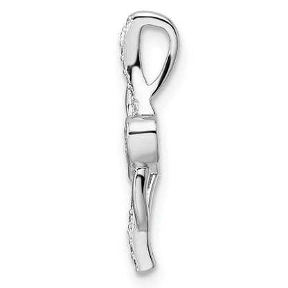 Sterling Silver Rhodium-Plated Double Heart Cz Pendant