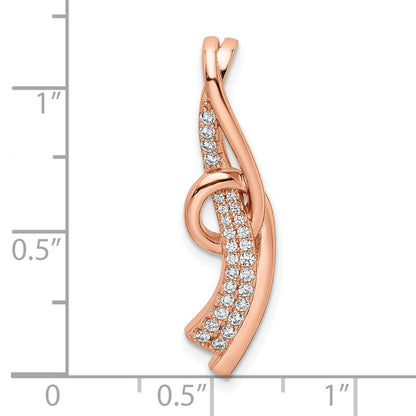 Sterling Silver Cz Rose-Tone Slide