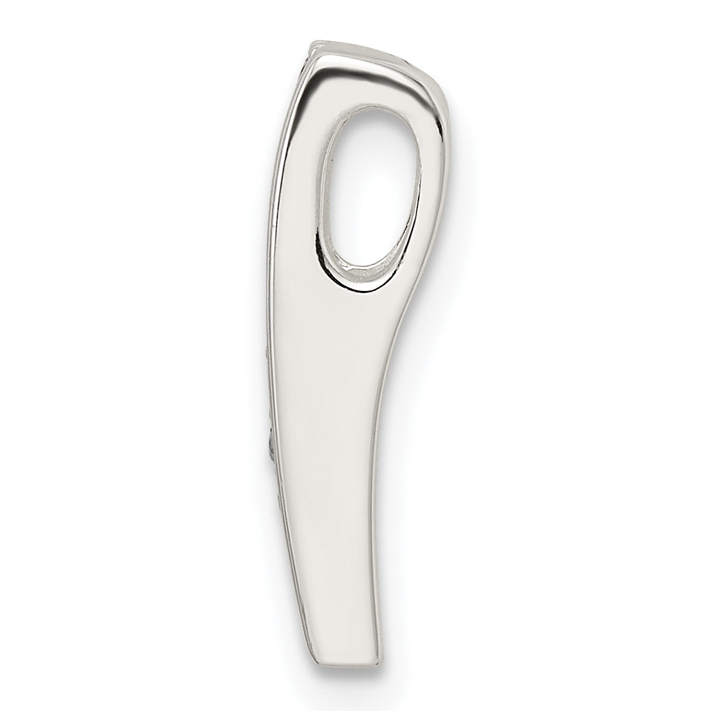 Sterling Silver Polished Cz Chain Slide