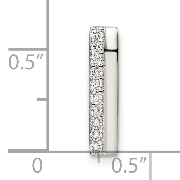 Sterling Silver Polished Cz Chain Slide