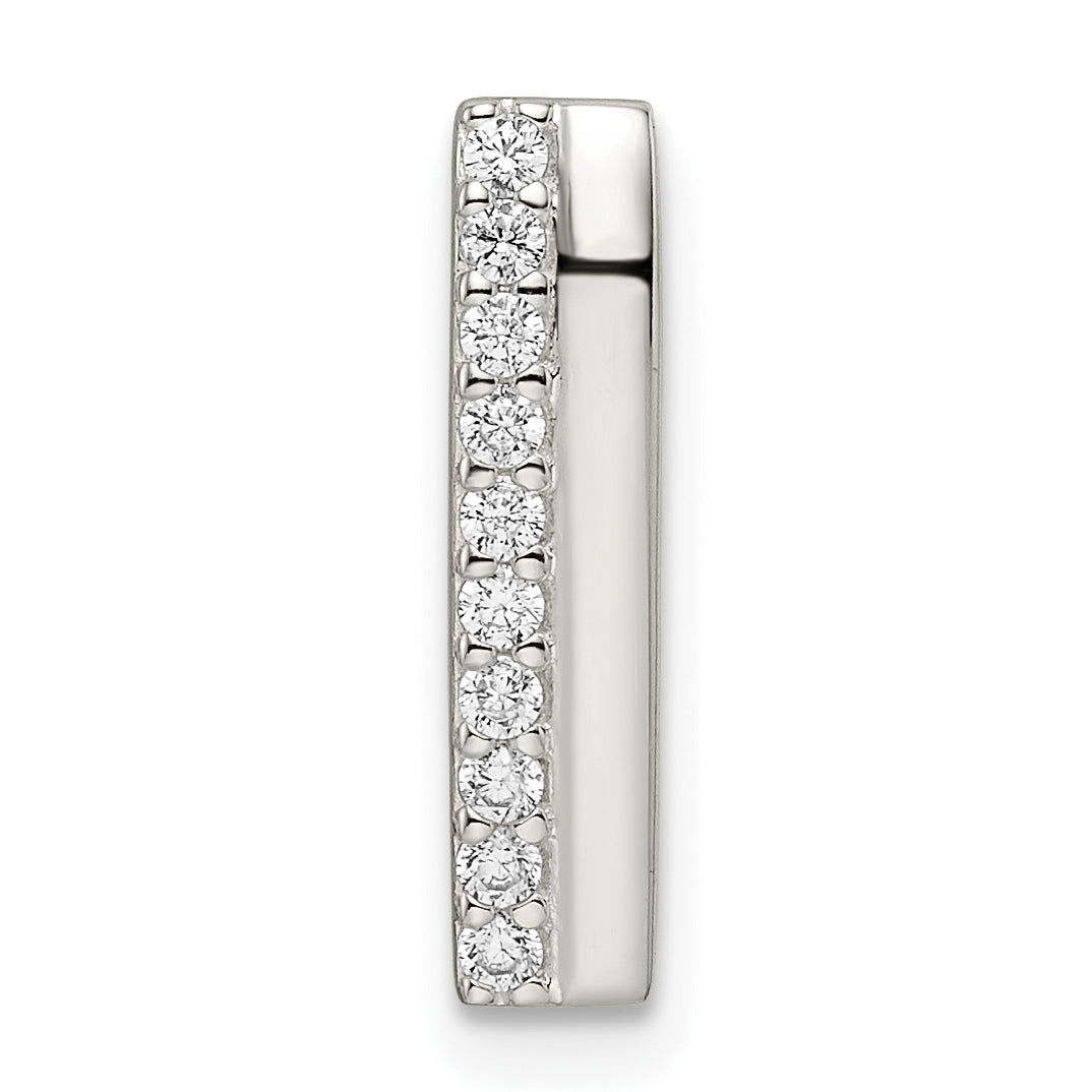 Sterling Silver Polished Cz Chain Slide