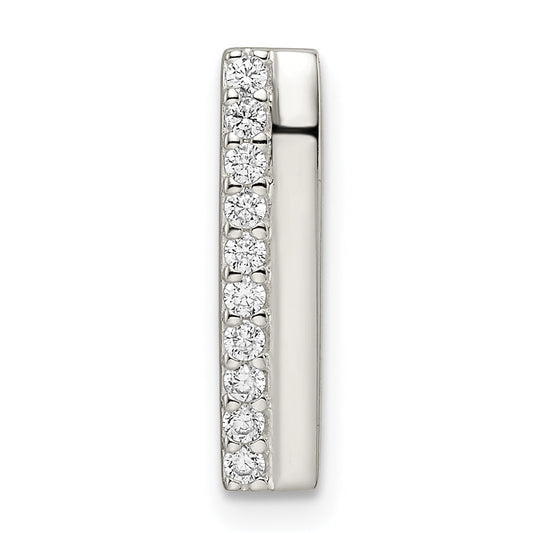 Sterling Silver Polished Cz Chain Slide