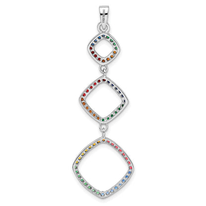 Sterling Silver Rhodium-Plated Multi-Color Nano Crystal Pendant