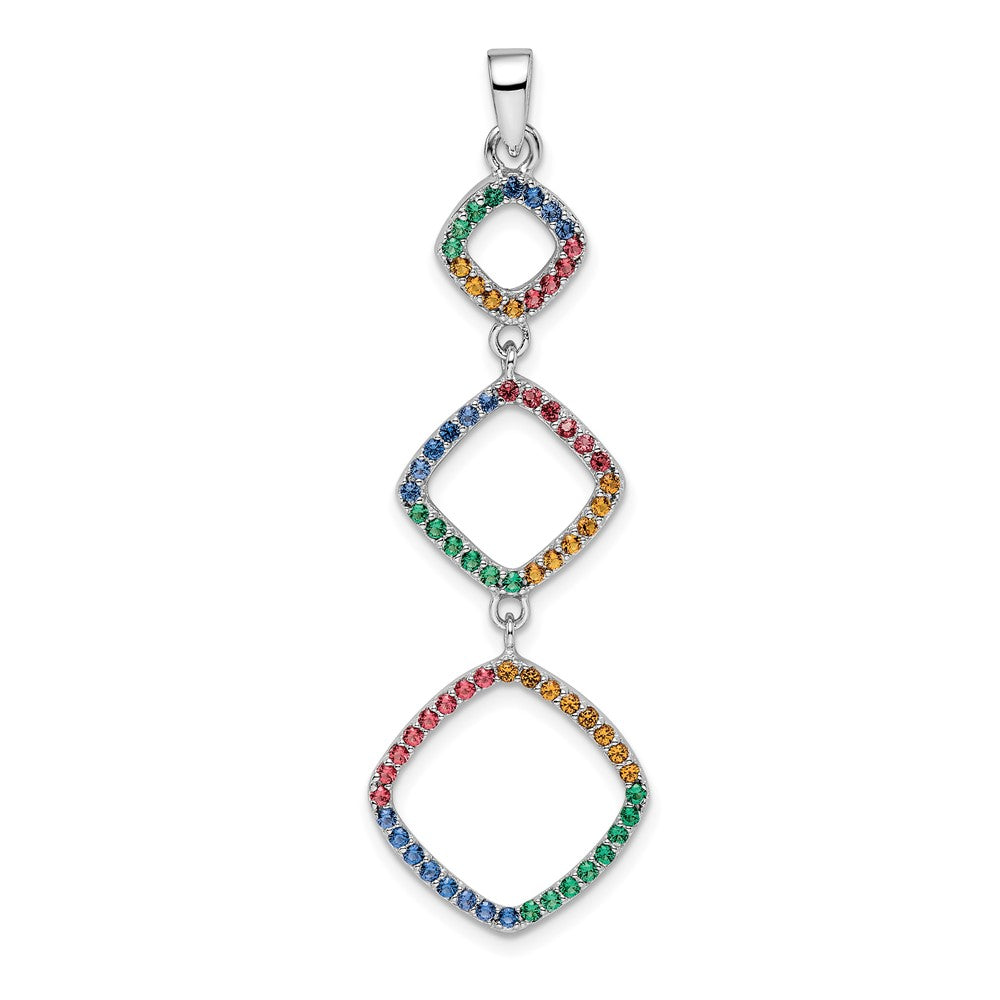 Sterling Silver Rhodium-Plated Multi-Color Nano Crystal Pendant