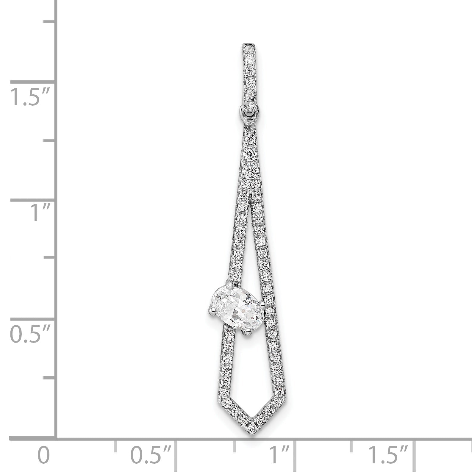 Sterling Silver Rhodium-Plated Polished Fancy Cz Pendant