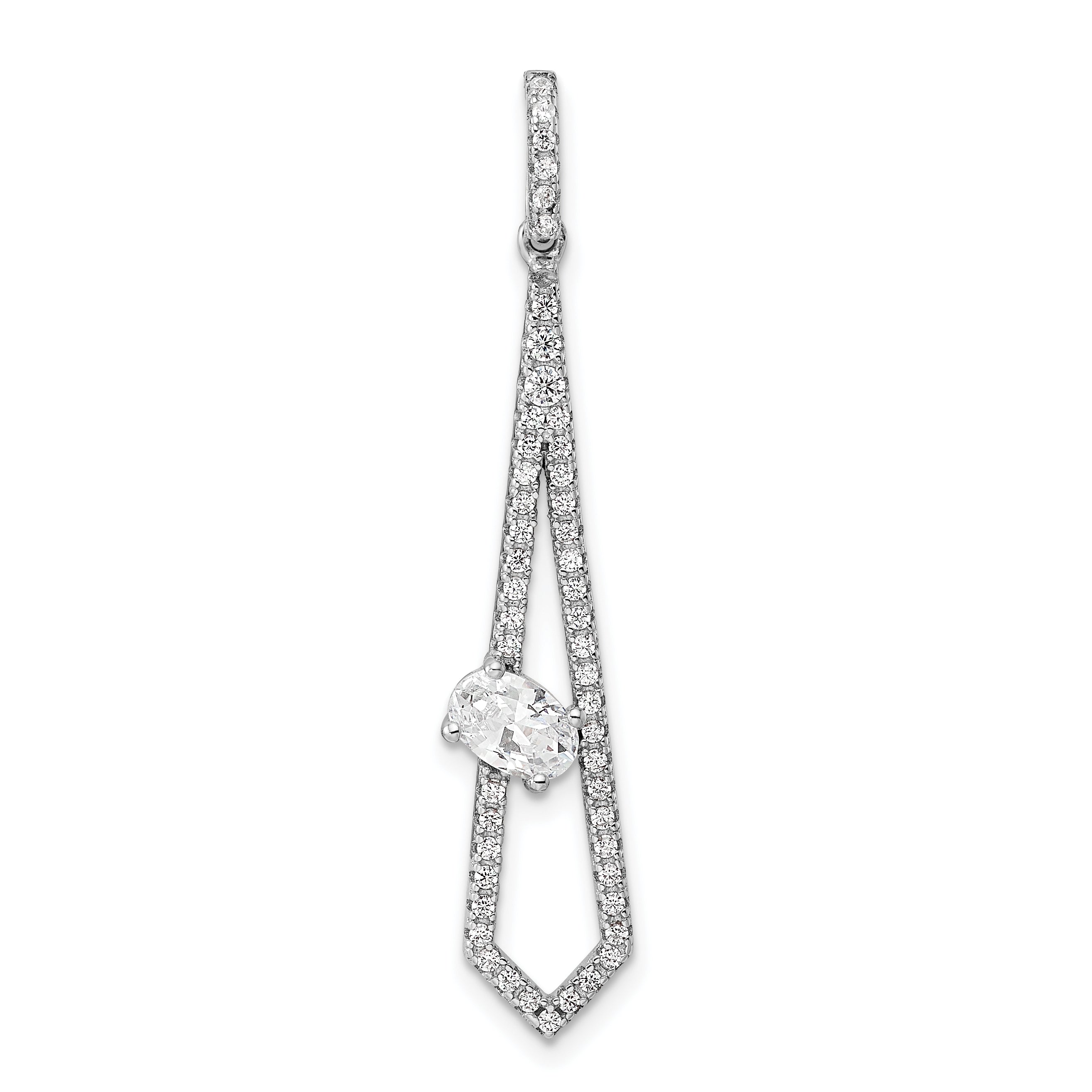 Sterling Silver Rhodium-Plated Polished Fancy Cz Pendant