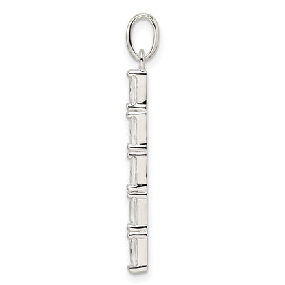 Sterling Silver Polished Cz Bar Pendant