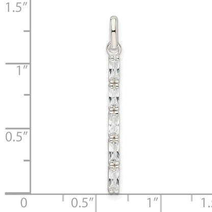 Sterling Silver Polished Cz Bar Pendant