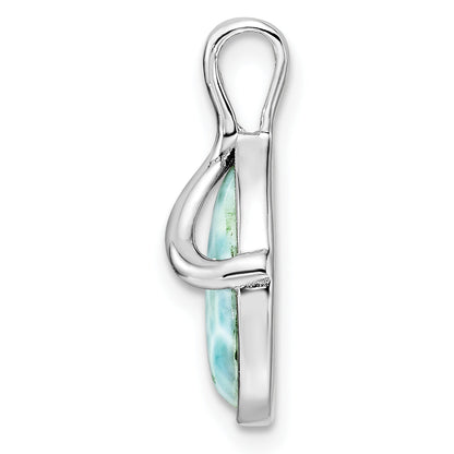 Sterling Silver Rhodium-Plated Polished Pear Shape Larimar Twist Pendant