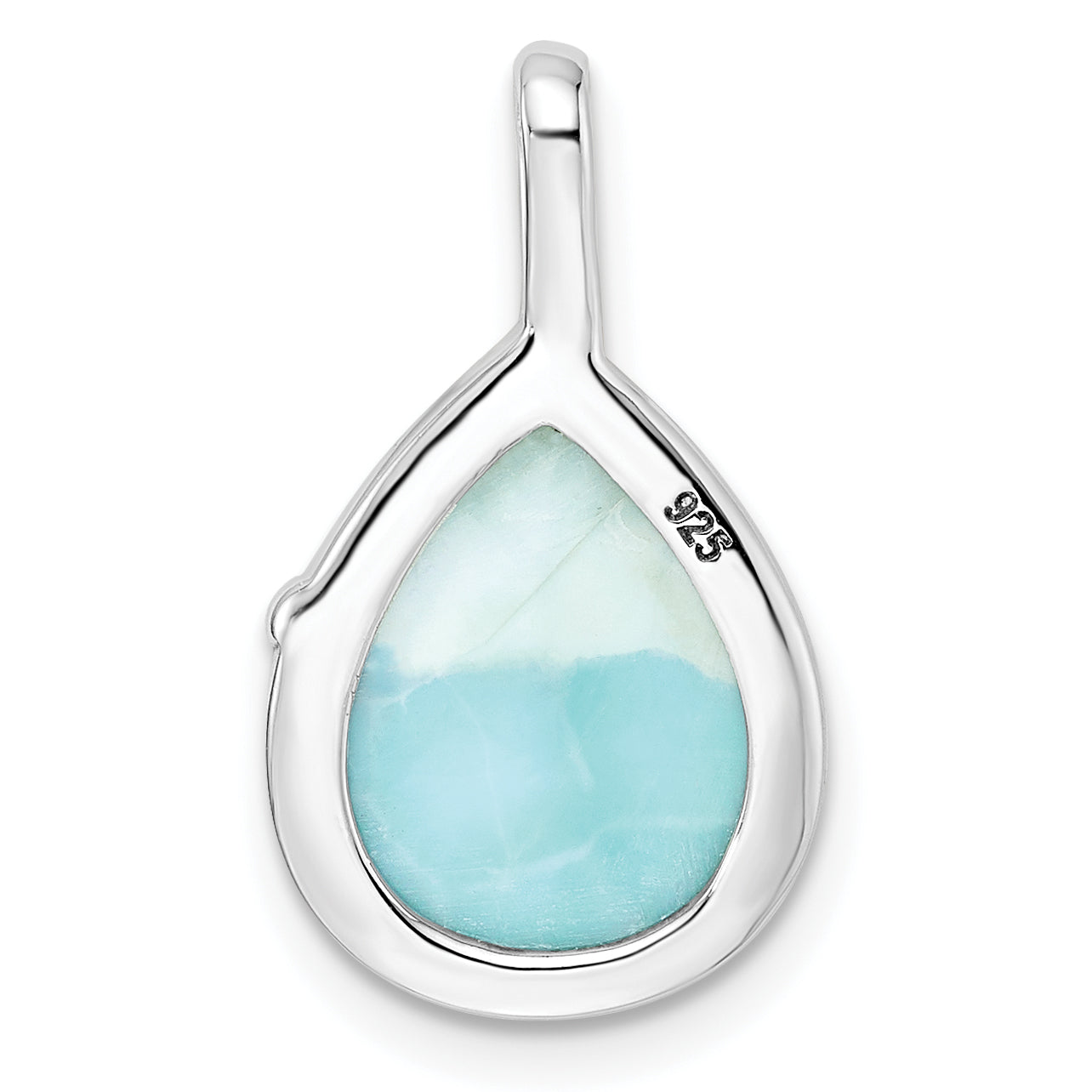 Sterling Silver Rhodium-Plated Polished Pear Shape Larimar Twist Pendant