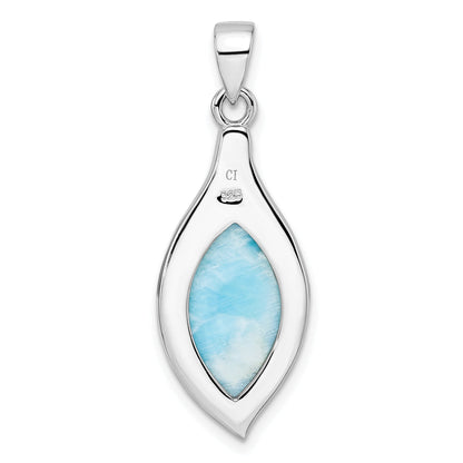 Sterling Silver Rhodium-Plated Polished Larimar Pendant