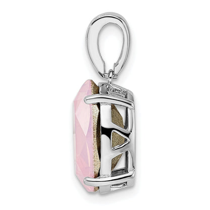 Sterling Silver Rhodium-Plated Polished Cz & Pink Swarovski Crystal Pendant