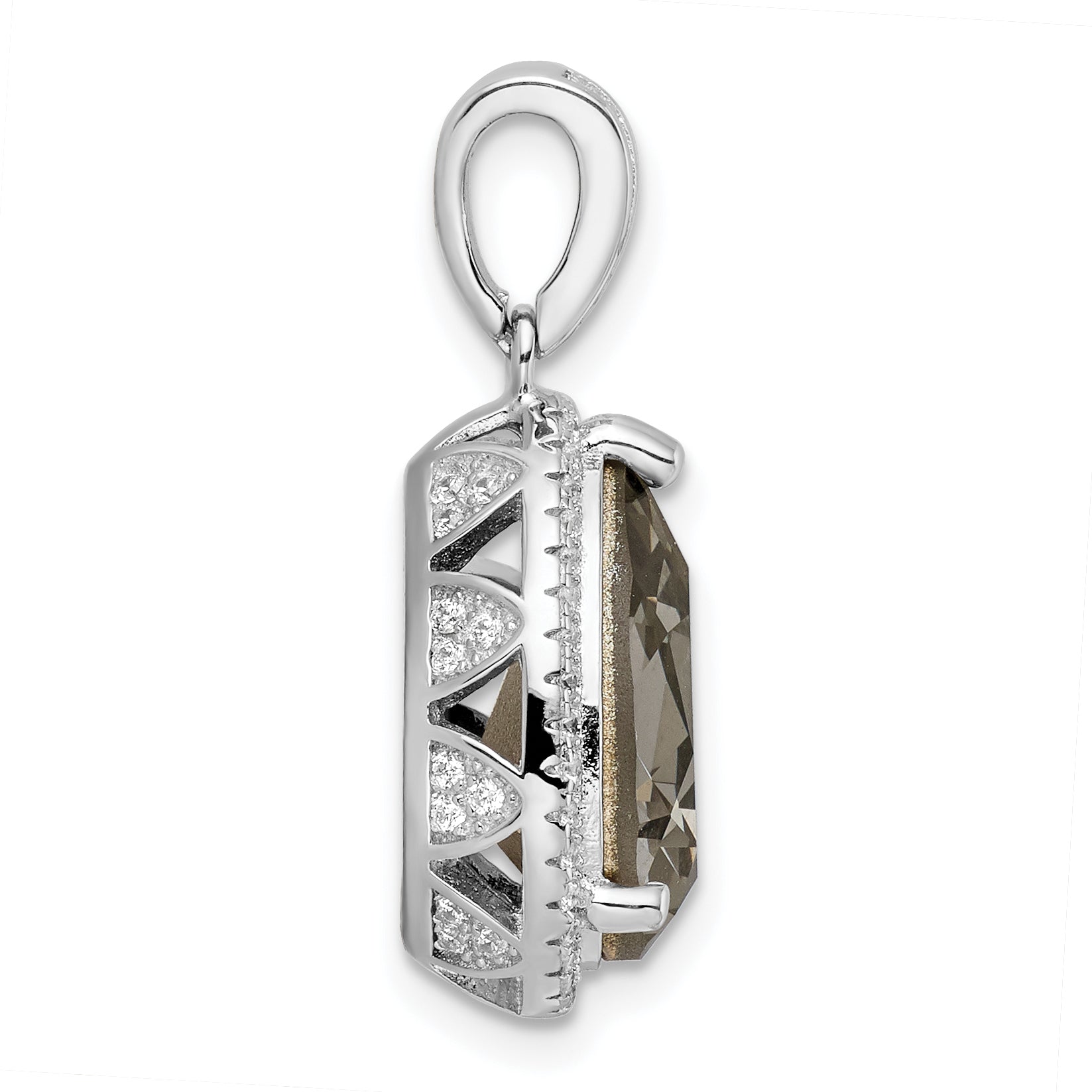 Sterling Silver Rhodium-Plated Cz & Black Swarovski Crystal Pendant