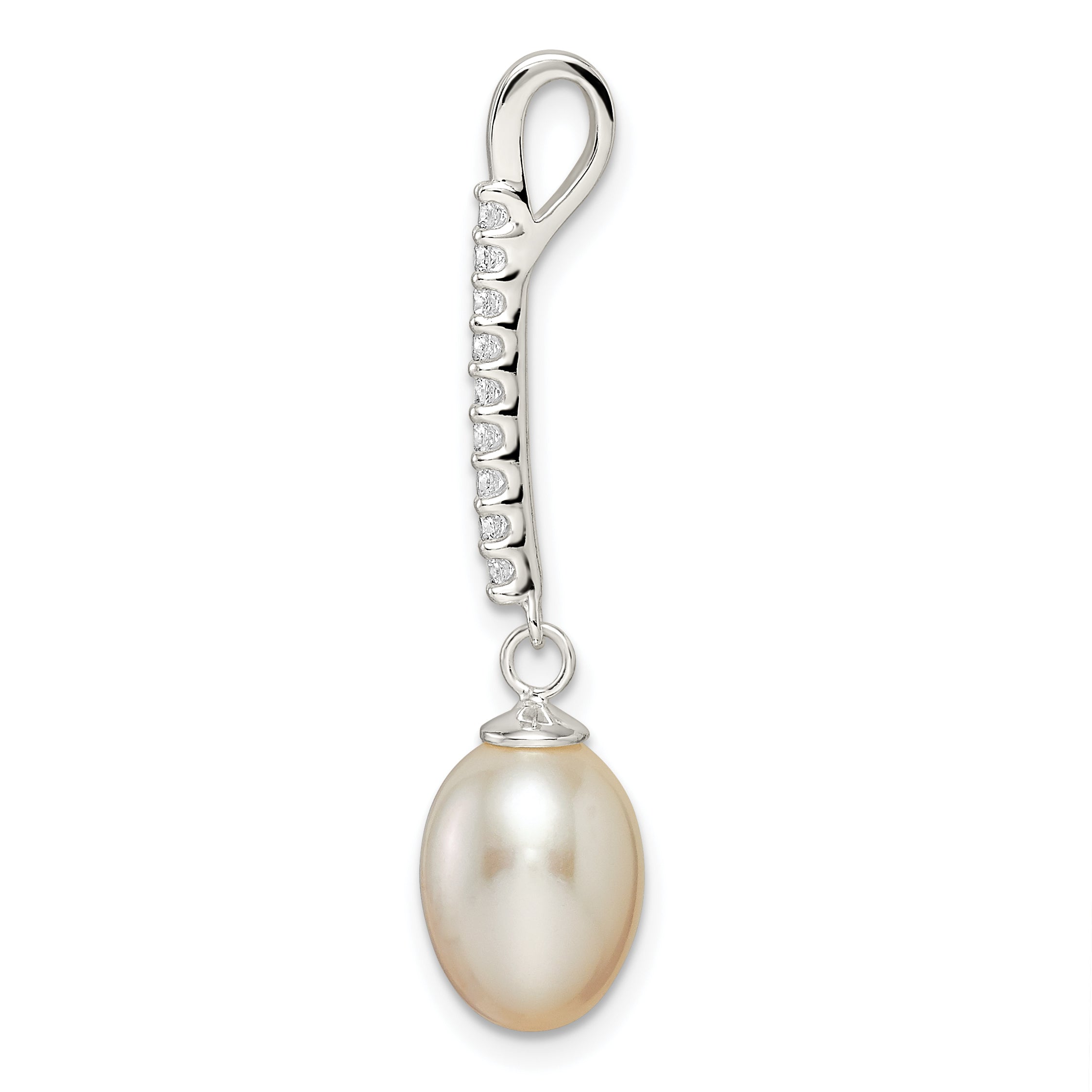 Sterling Silver Polished Cz Glass Bead Pendant