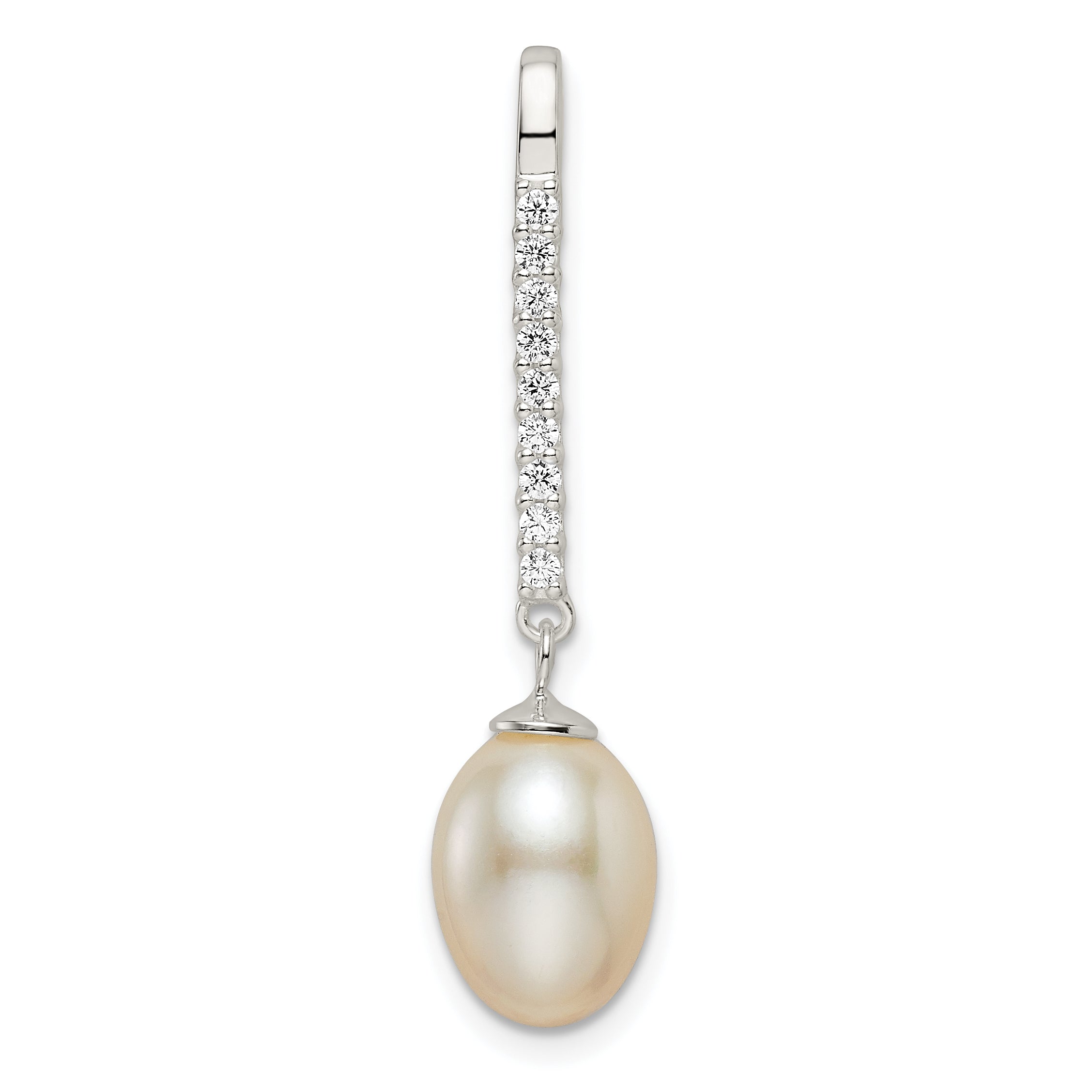 Sterling Silver Polished Cz Glass Bead Pendant