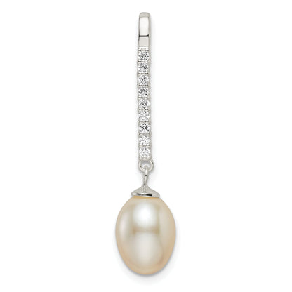 Sterling Silver Polished Cz Glass Bead Pendant