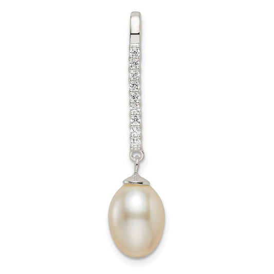 Sterling Silver Polished Cz Glass Bead Pendant